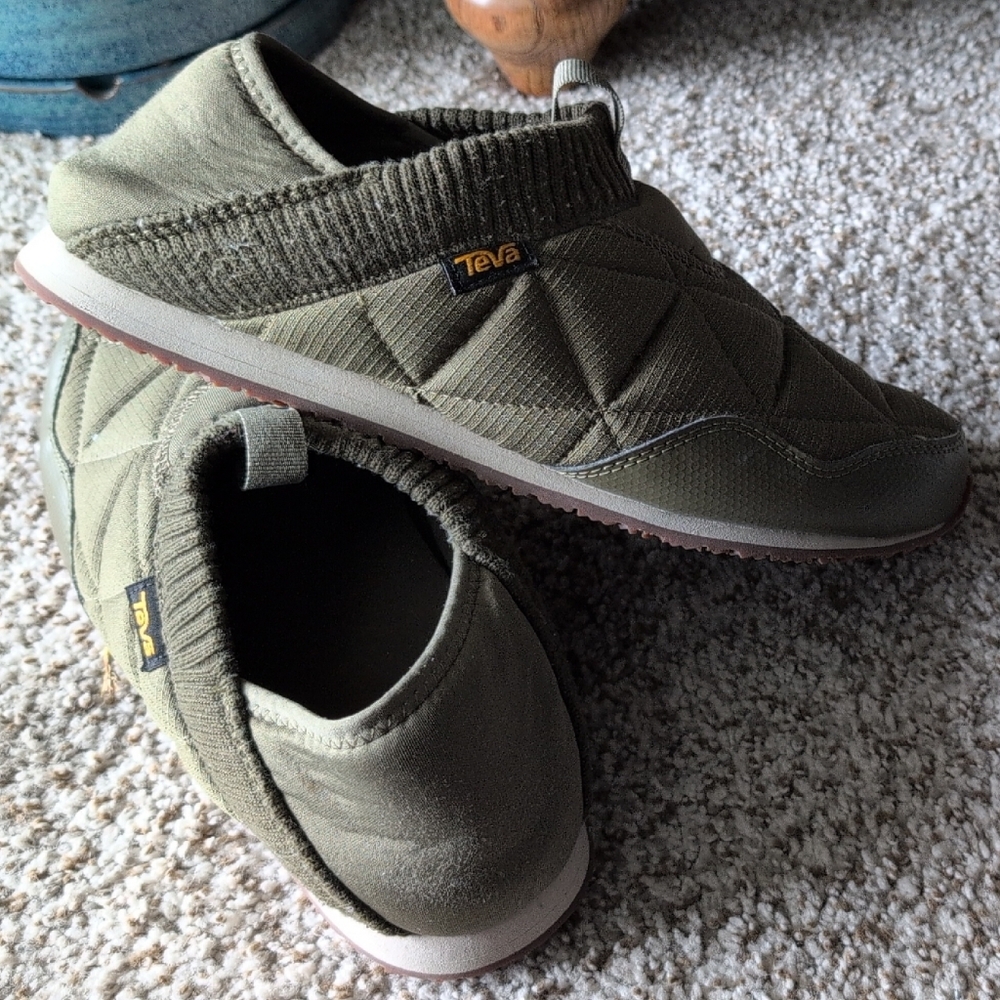 Teva Quilted Olive Green Slip-Ons